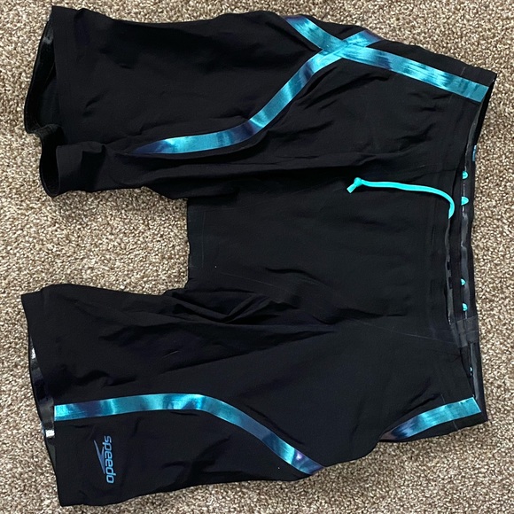 🆕 Speedo Fastskin NWOT Racer Regular Waist Jammer – Black/Blue – Mens 28. #0153 - Picture 6 of 11